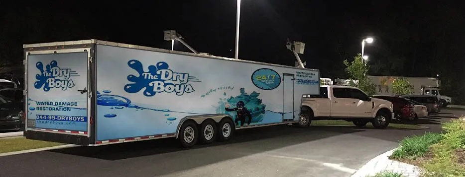 The Dry Boys of Albany water damage restoration truck and emergency response trailer